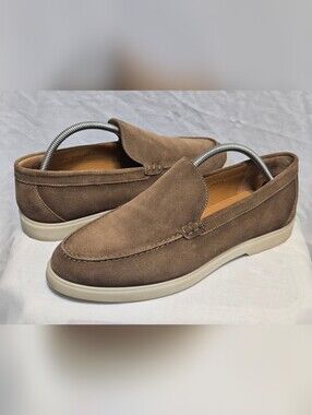 Magnanni "Paraiso" mens brown suede hybrid apron-toe loafers Sz 10